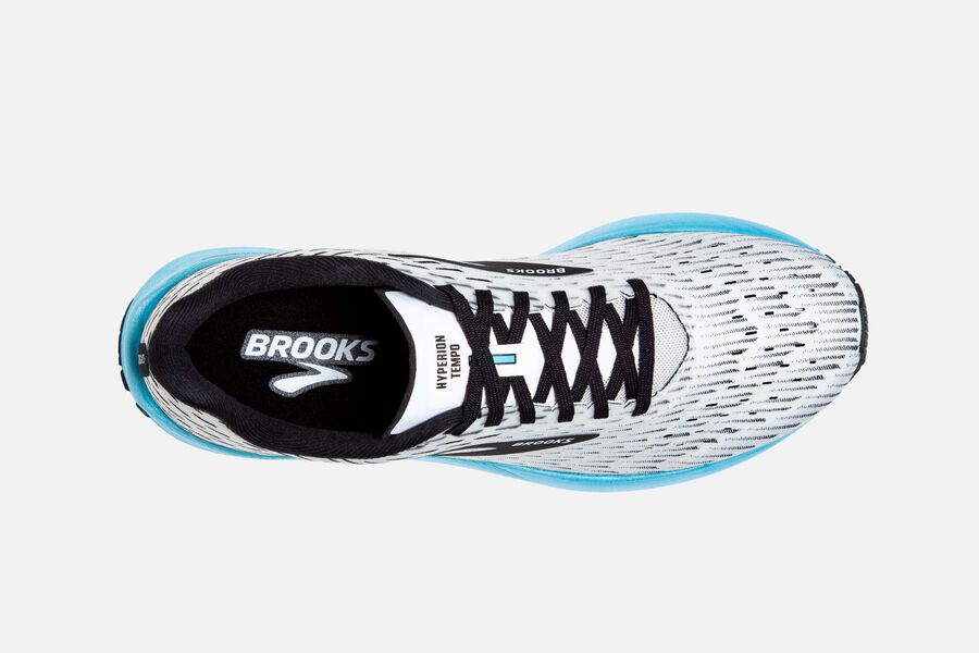 Brooks Running Shoes - Hyperion Tempo Road Mens - White/Black/Turquoise - VKO-748296